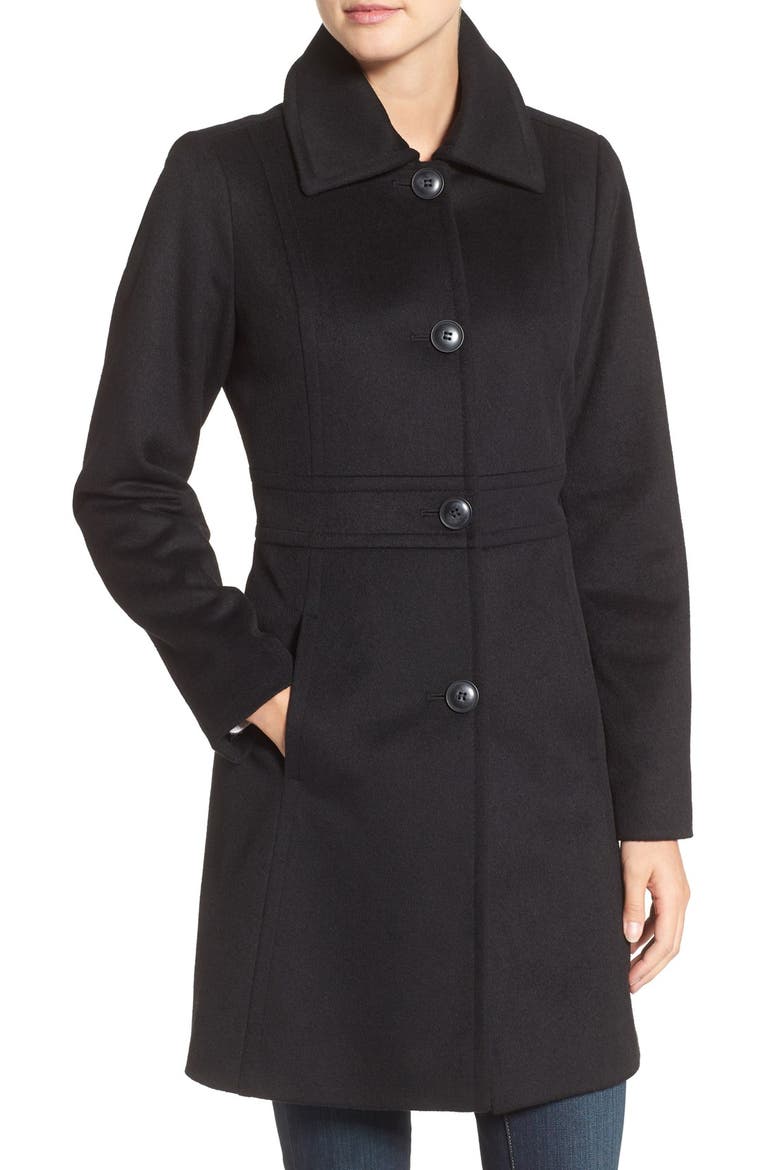 Wool Blend Walking Coat, Alternate, color, BLACK