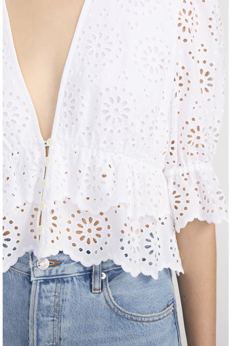 The Solstice Eyelet Cotton Top, Alternate, color, WHITE