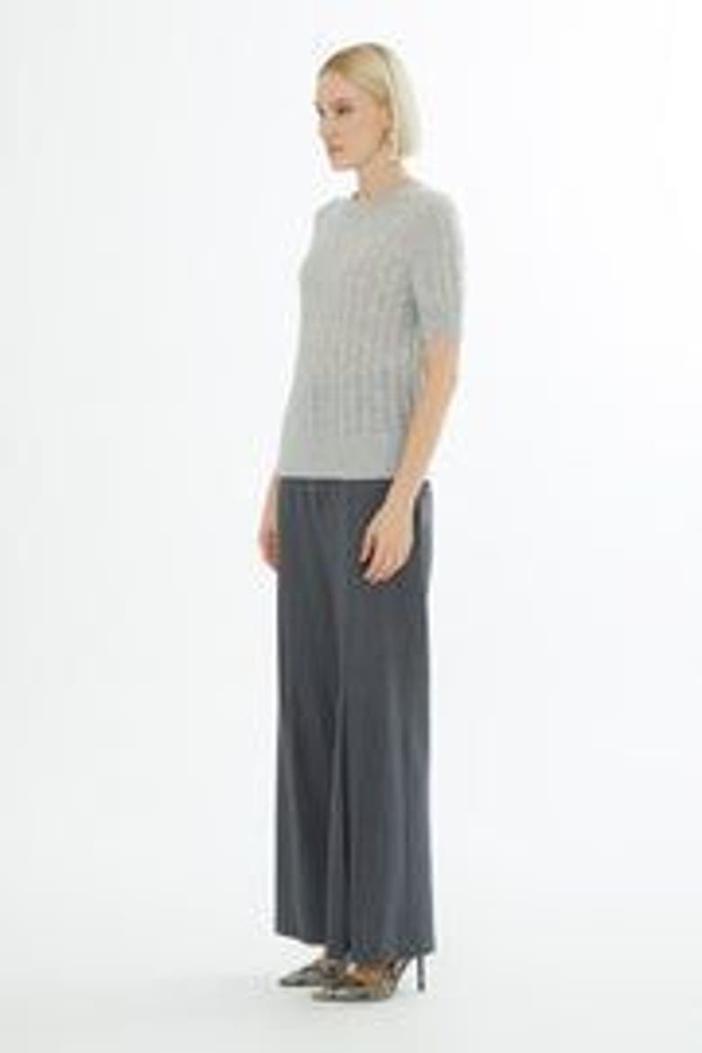Crew Neck Short-Sleeve Wool Cashmere Sweater, Alternate, color, Grey