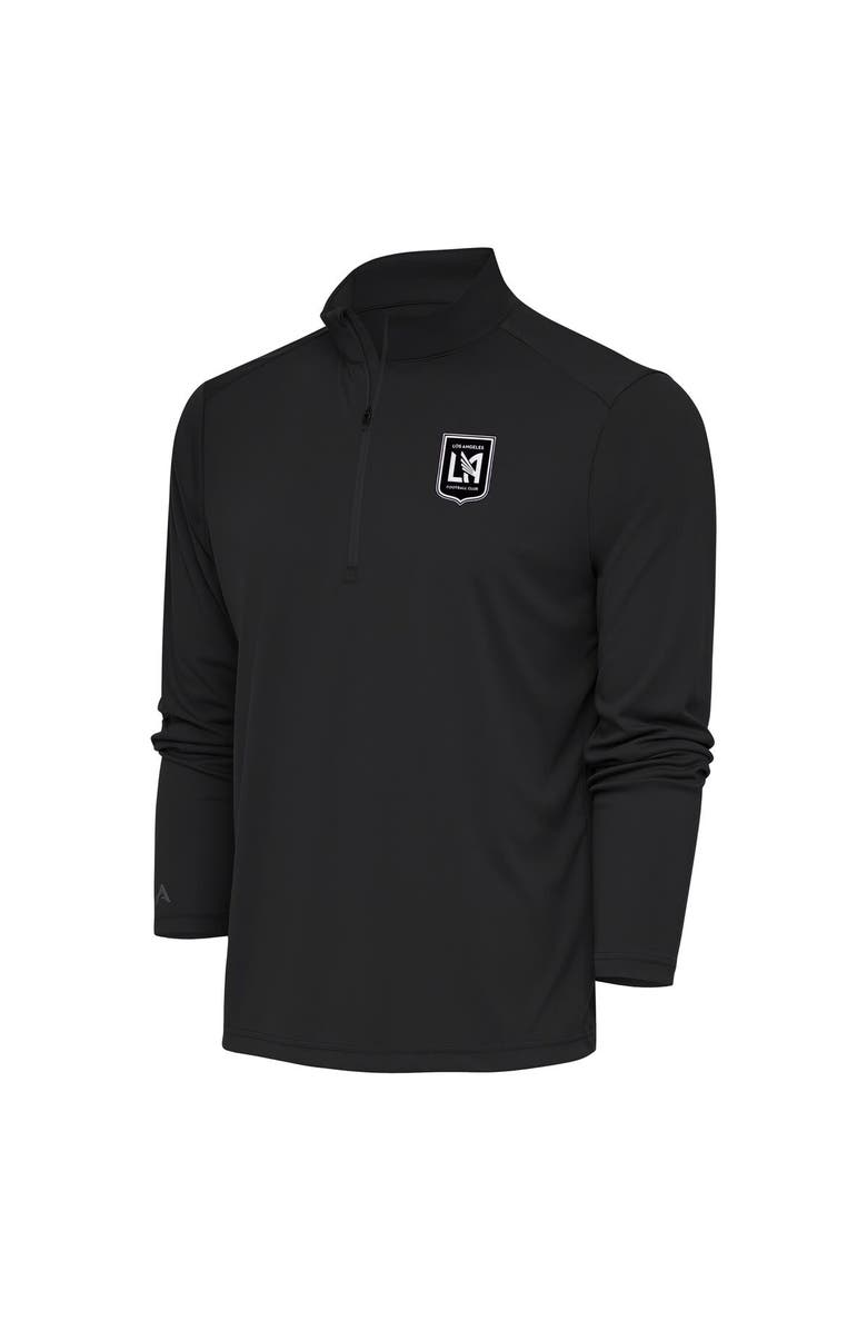 ANTIGUA Men's Antigua Charcoal LAFC Brushed Metallic Logo Tribute Quarter-Zip Pullover Top, Main, color, 