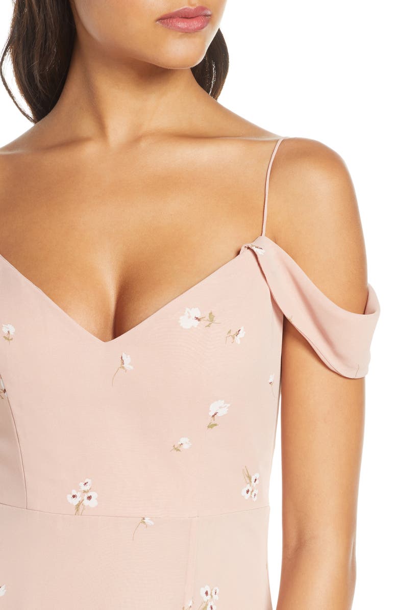 Jenny Yoo Priya Cold Shoulder Floral Chiffon Evening Dress, Alternate, color, 