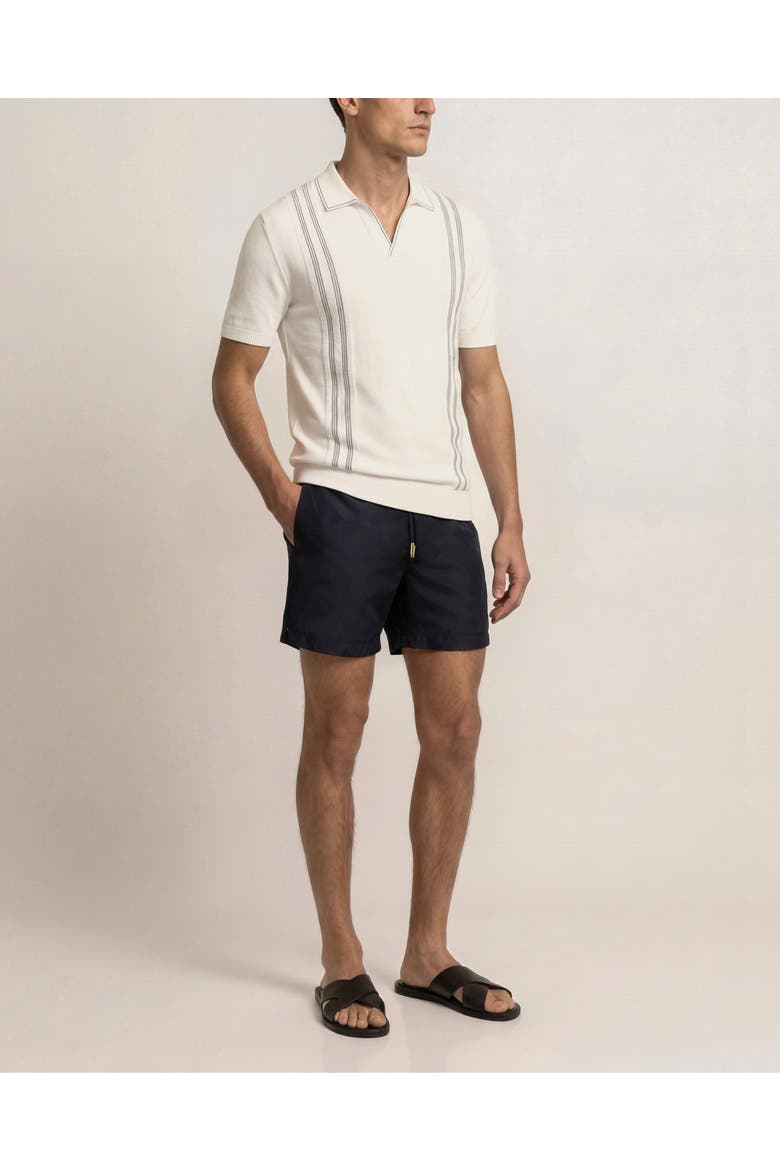 Horton Tailored Fit Silk Cotton Polo Shirt, Main, color, White Sand/Night Iris