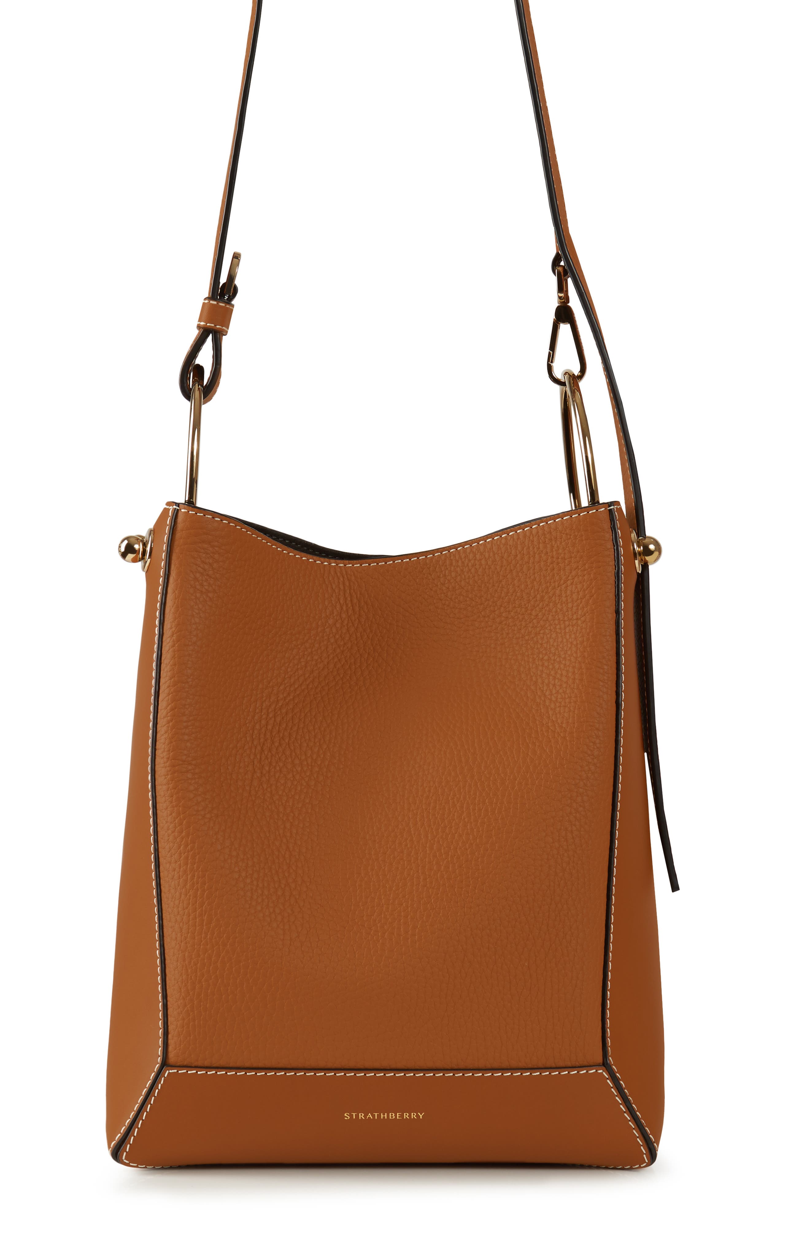 Strathberry Midi Lana Ossette Leather Crossbody Bucket Bag, Alternate, color, 