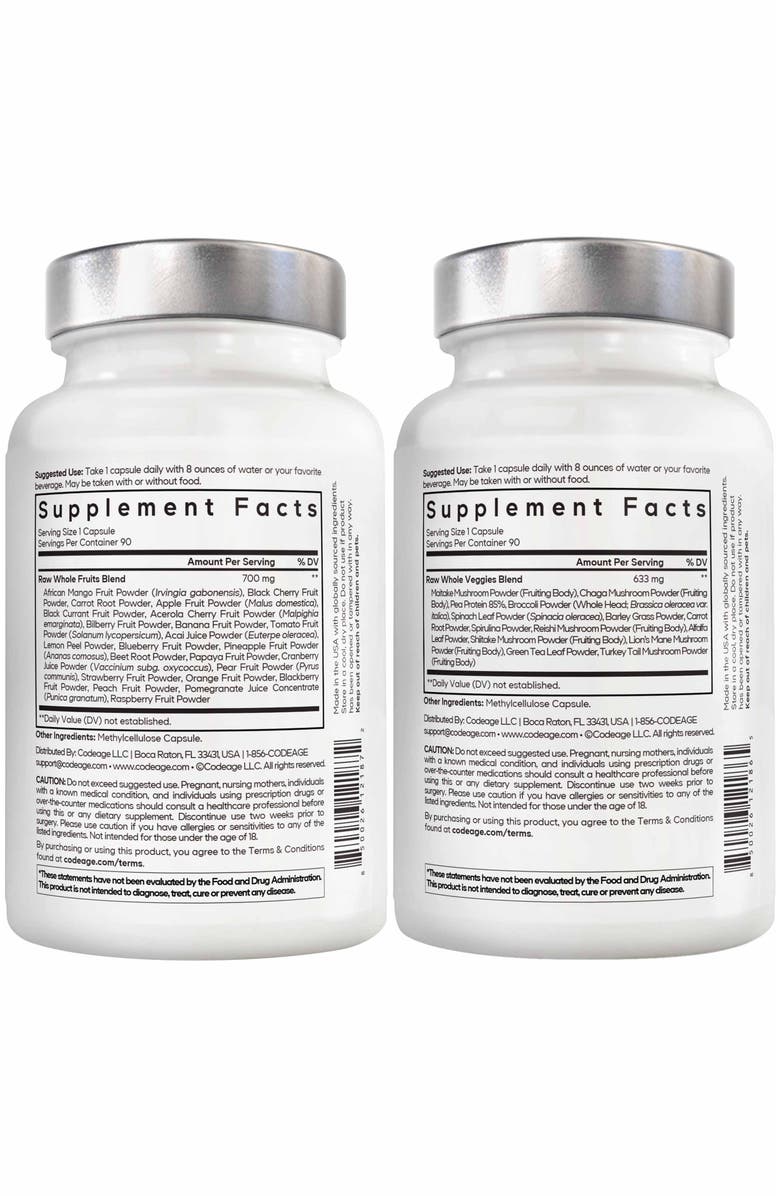 Codeage Amen Fruits + Veggies Vitamins Bundle, Alternate, color, White