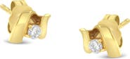 Haus of Brilliance 10K Gold 1/10 Cttw Diamond Espira Swirls Solitaire Push Back Stud Earrings