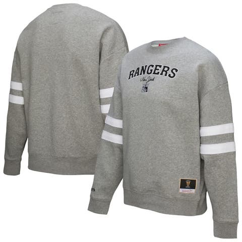 Women's Mitchell & Ness Heather Gray New York Rangers Logo Lightweight Pullover Sweatshirt