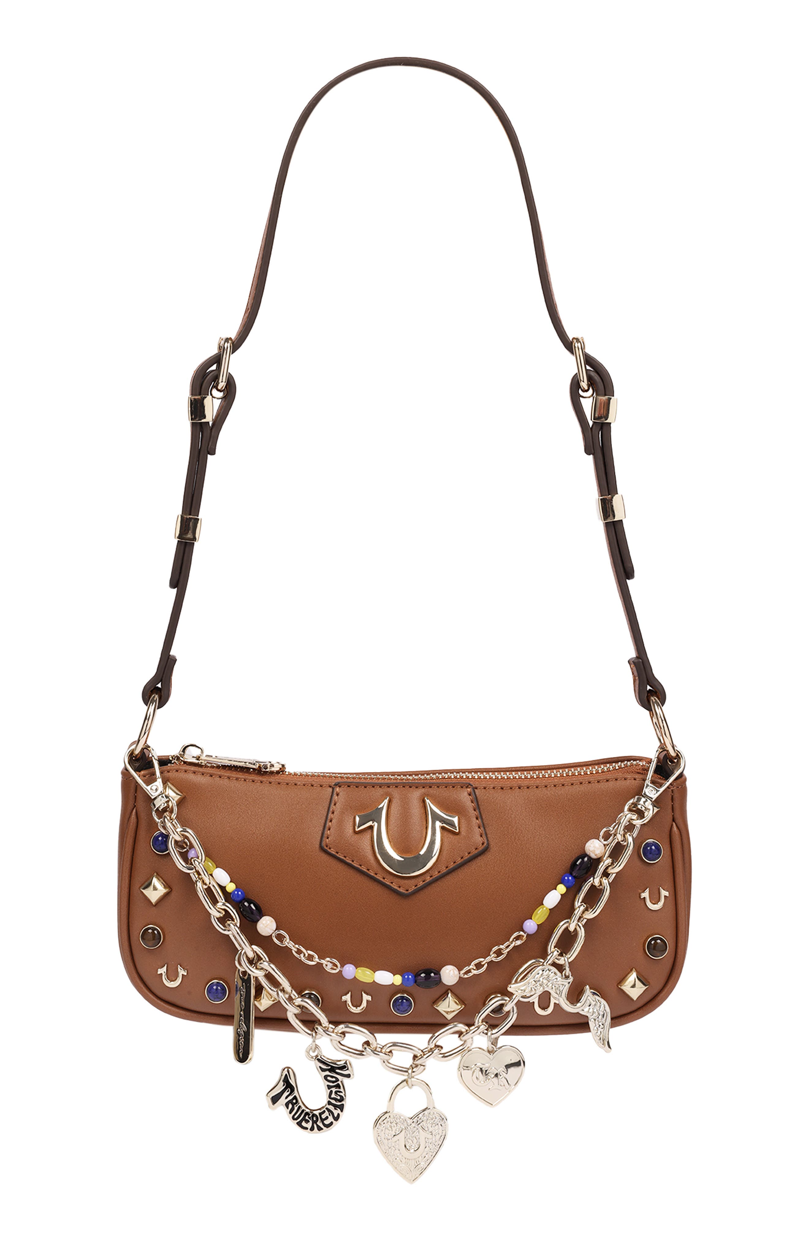 Chain and Studs Faux Leather Shoulder Bag