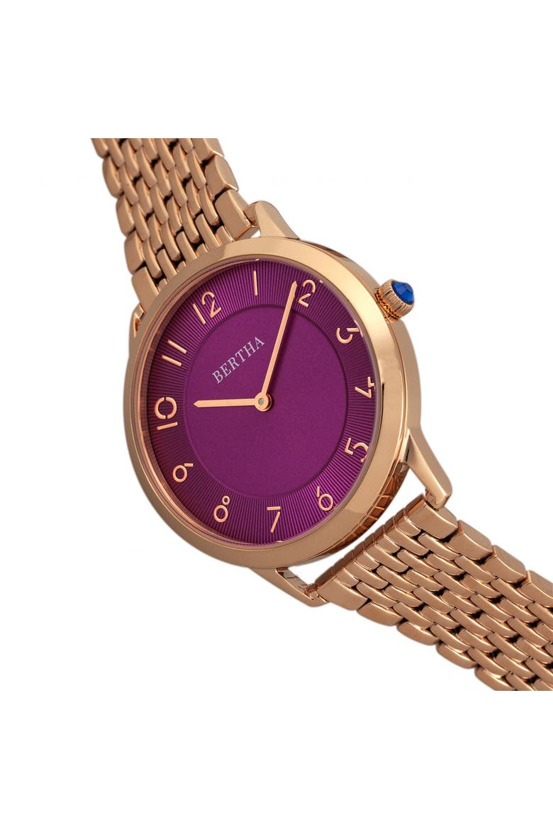 Abby Swiss Bracelet Watch, Alternate, color, Rose Gold/Fuchsia