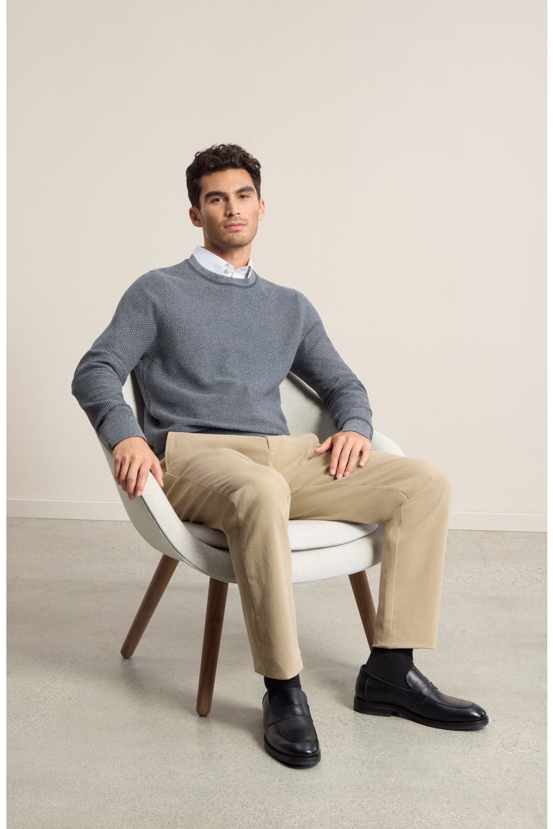 Two Tone Cotton & Cashmere Crewneck Sweater, Alternate, color, COAL- GREY DECEMBER HEATHER