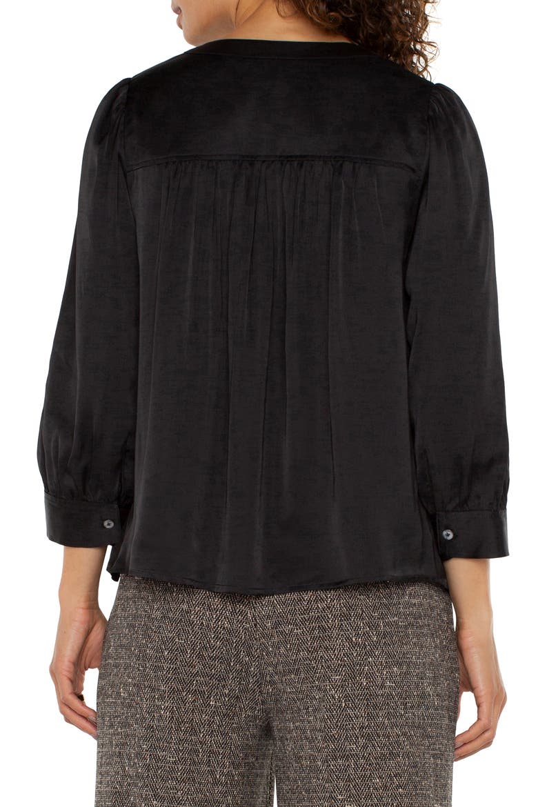 Satin V-Neck Top, Alternate, color, BLACK