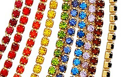 Guess Rainbow Crystal Multi Row Necklace In Gold