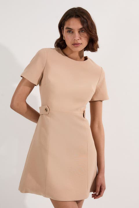 Tab Detail Tailored Mini Dress