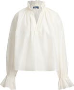Polo Ralph Lauren Ruffle Trim Cotton & Silk Organdy Top