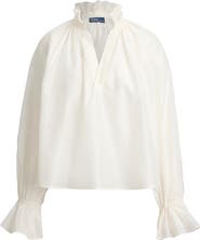 Polo Ralph Lauren Ruffle Trim Cotton & Silk Organdy Top