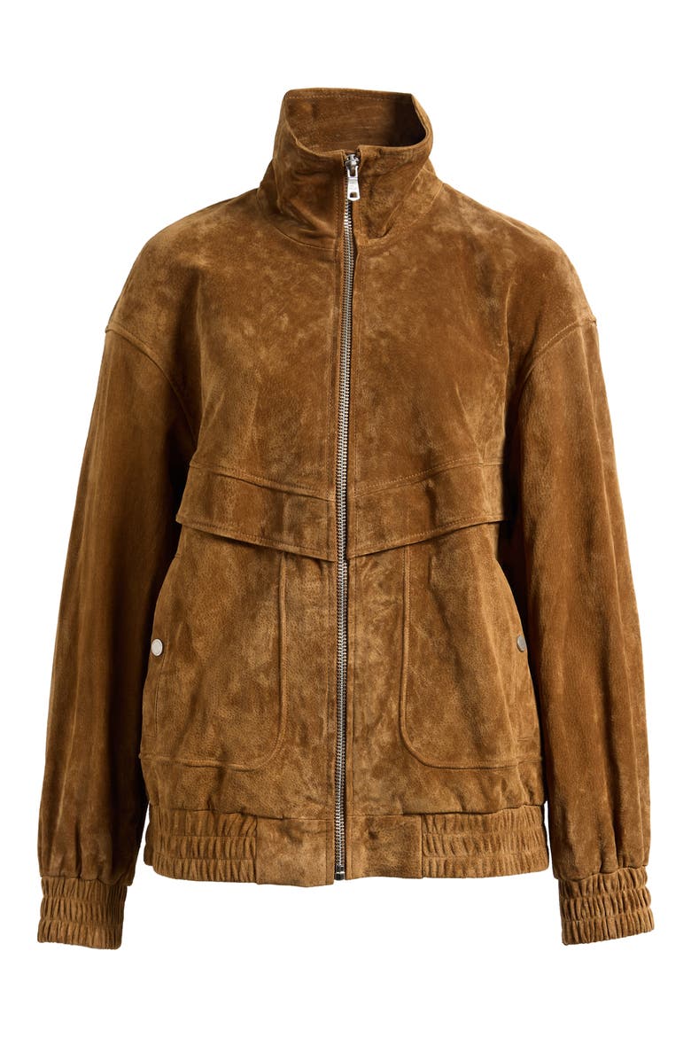 Oversize Suede Zip Jacket, Alternate, color, WHISKEY