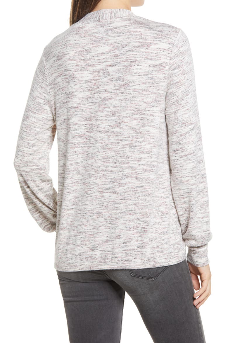 Cozy Space Dye Surplice Knit Top, Alternate, color, ROSE SPACEDYE