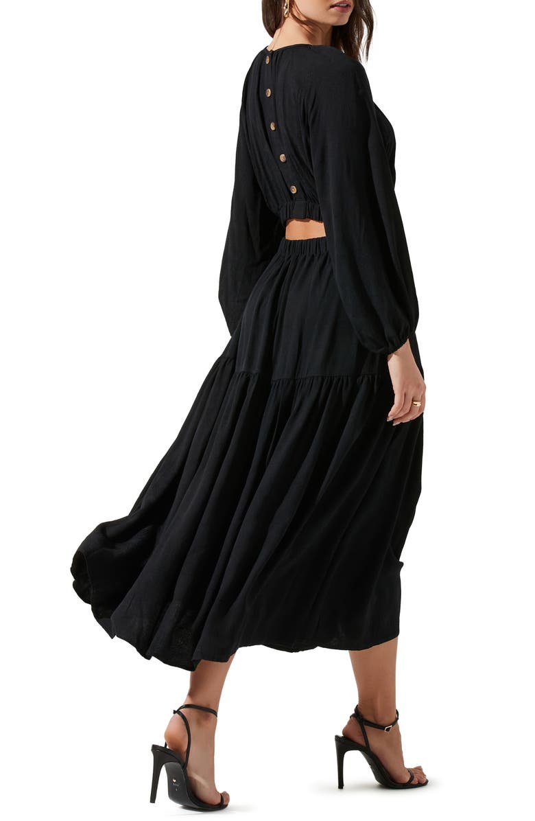 ASTR the Label Cutout Long Sleeve Midi Dress, Alternate, color,