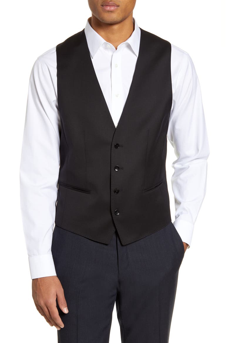 Huge/Weste Solid Wool Vest, Main, color, BLACK