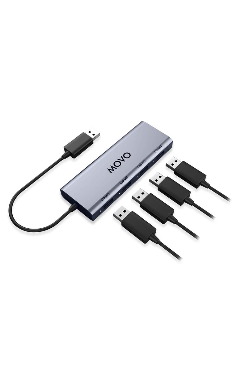 MOVO UMX-1 USB Microphone Hub - Connects 4 USB Microphones to Computers, Main, color, Black