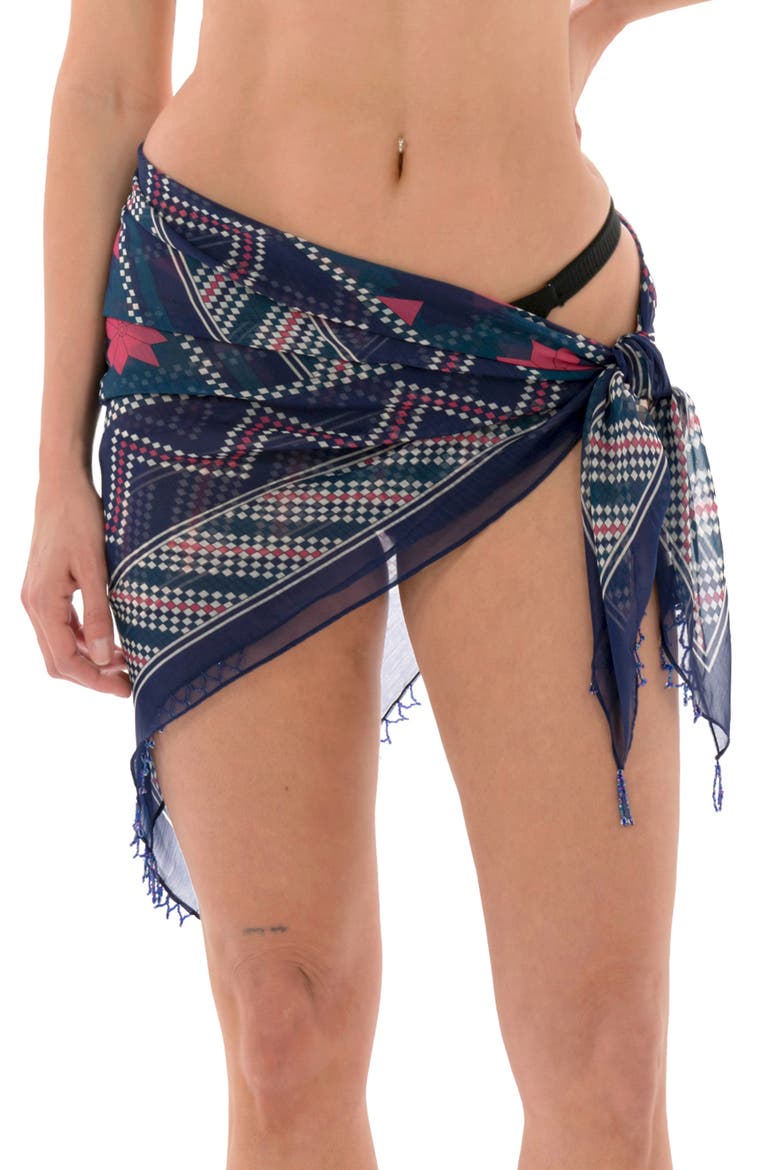 Abstract Print Square Scarf, Alternate, color, BLUE