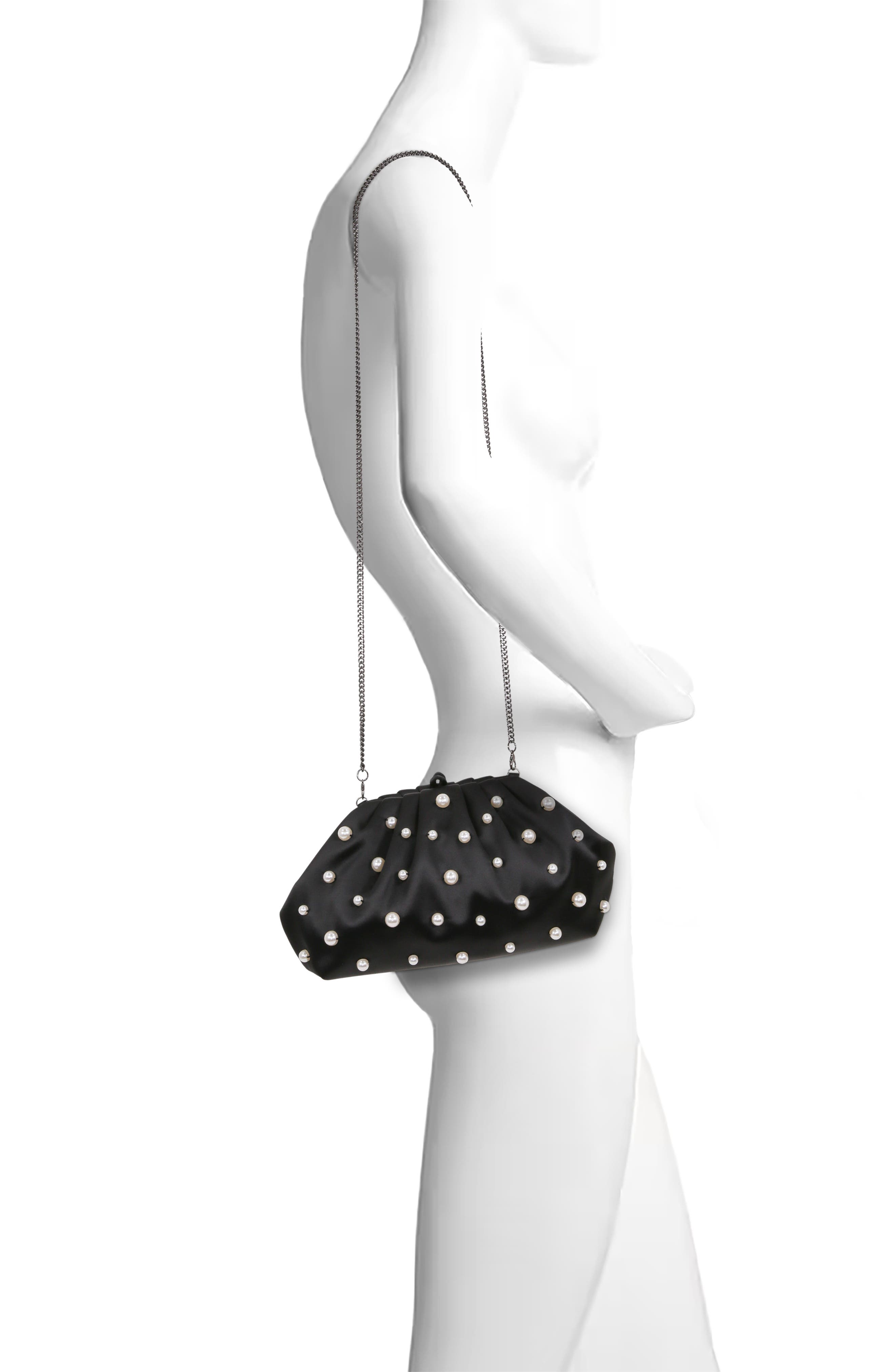 Jewel Badgley Mischka Margot Beaded Pouch Clutch, Alternate, color, Black