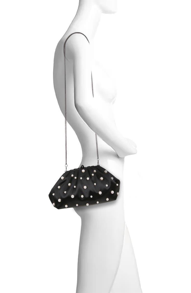 Jewel Badgley Mischka Margot Beaded Pouch Clutch, Alternate, color, Black