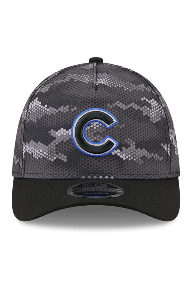 Men's New Era Black Chicago Cubs Camo 39THIRTY A-Frame Flex Hat, Alternate, color, Black