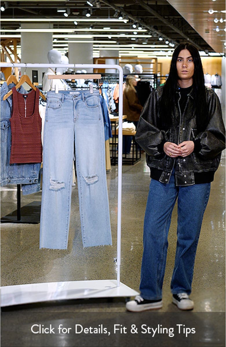 Distressed High Waist Raw Hem Wide Leg Jeans, sales video thumbnail