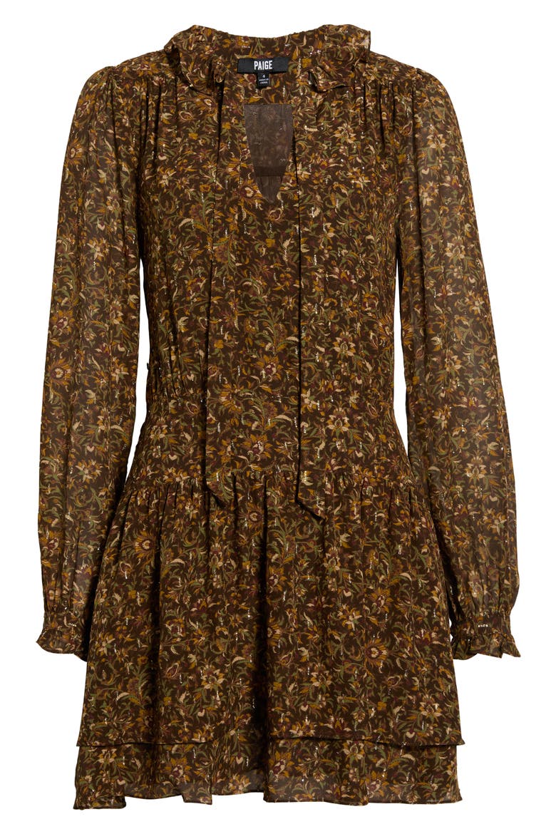 Nantes Metallic Silk Chiffon Minidress, Alternate, color, HICKORY MULTI