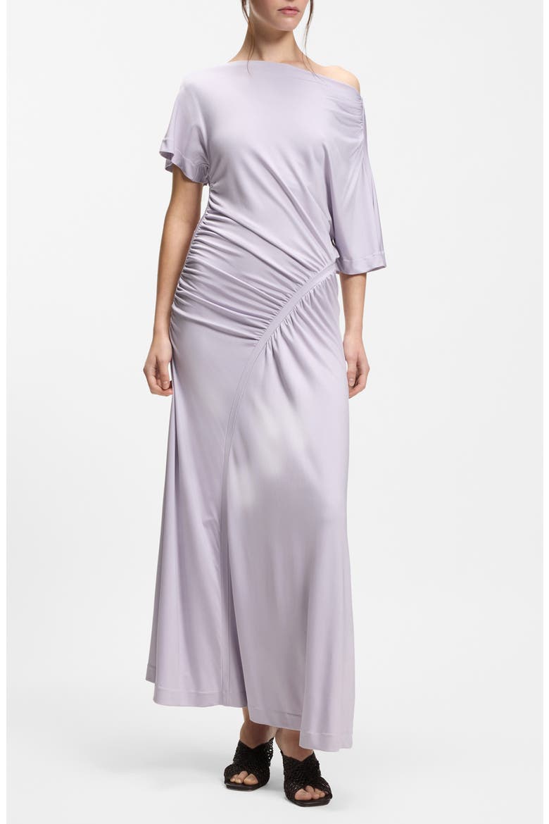 Ecaren Ruched Jersey Dress, Main, color, LAVENDAR TIDE