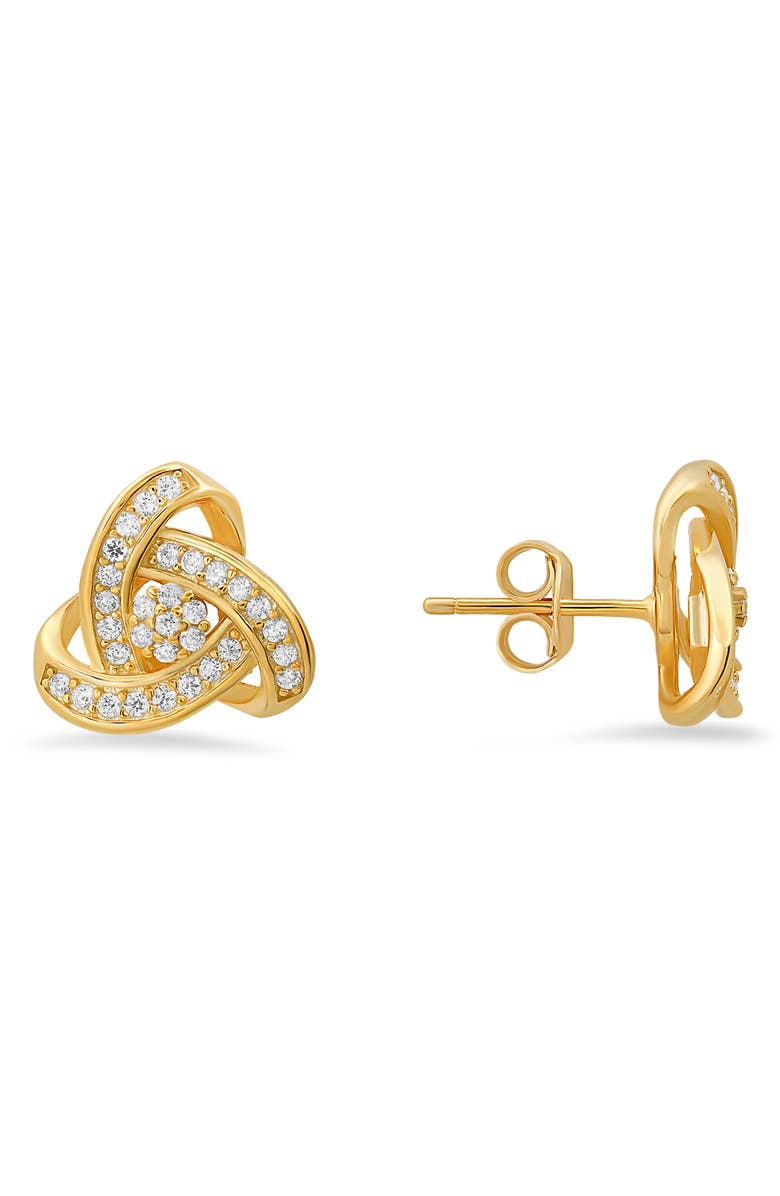 Queen Jewels Sterling Silver Trinity Knot CZ Stud Earrings, Main, color, Gold