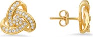 Queen Jewels Sterling Silver Trinity Knot CZ Stud Earrings