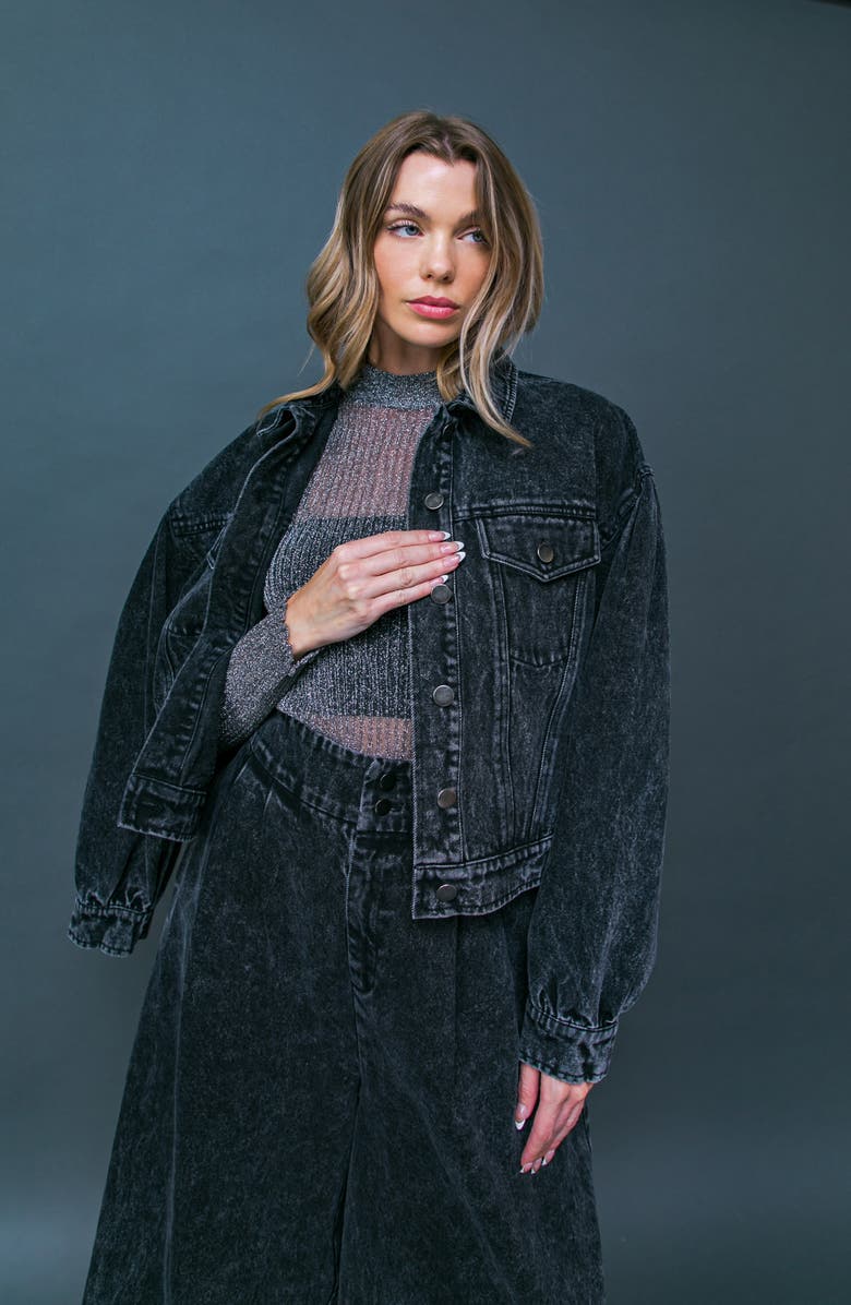 FLYING TOMATO Denim Jacket, Alternate, color, Black Acid