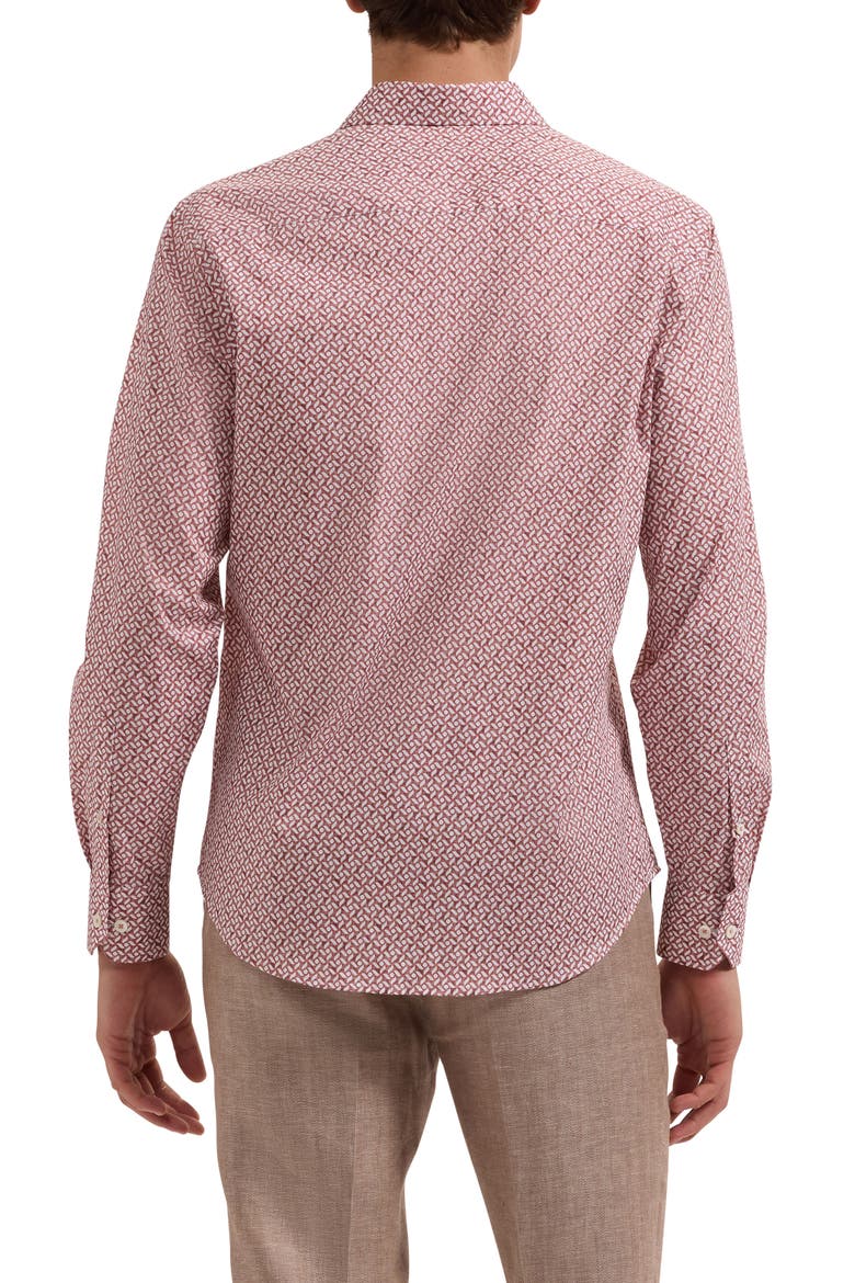 Axel Shaped Fit Mosaic Print Stretch Cotton Button-Up Shirt, Alternate, color, SIENNA
