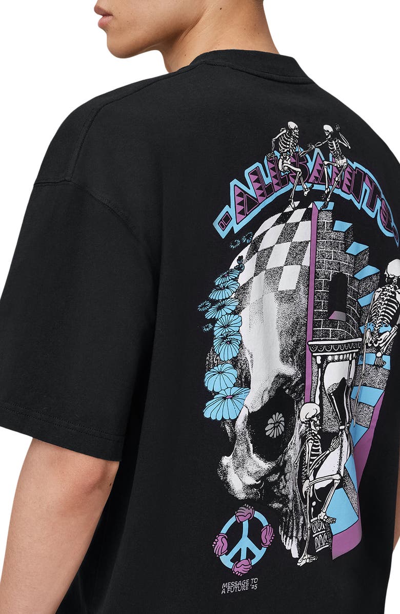 AllSaints Reincarnate Cotton Graphic T-shirt, Alternate, color, Washed Black