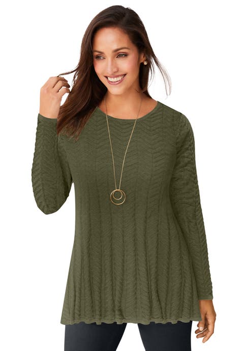 Chevron Fit & Flare Sweater (Plus Available)