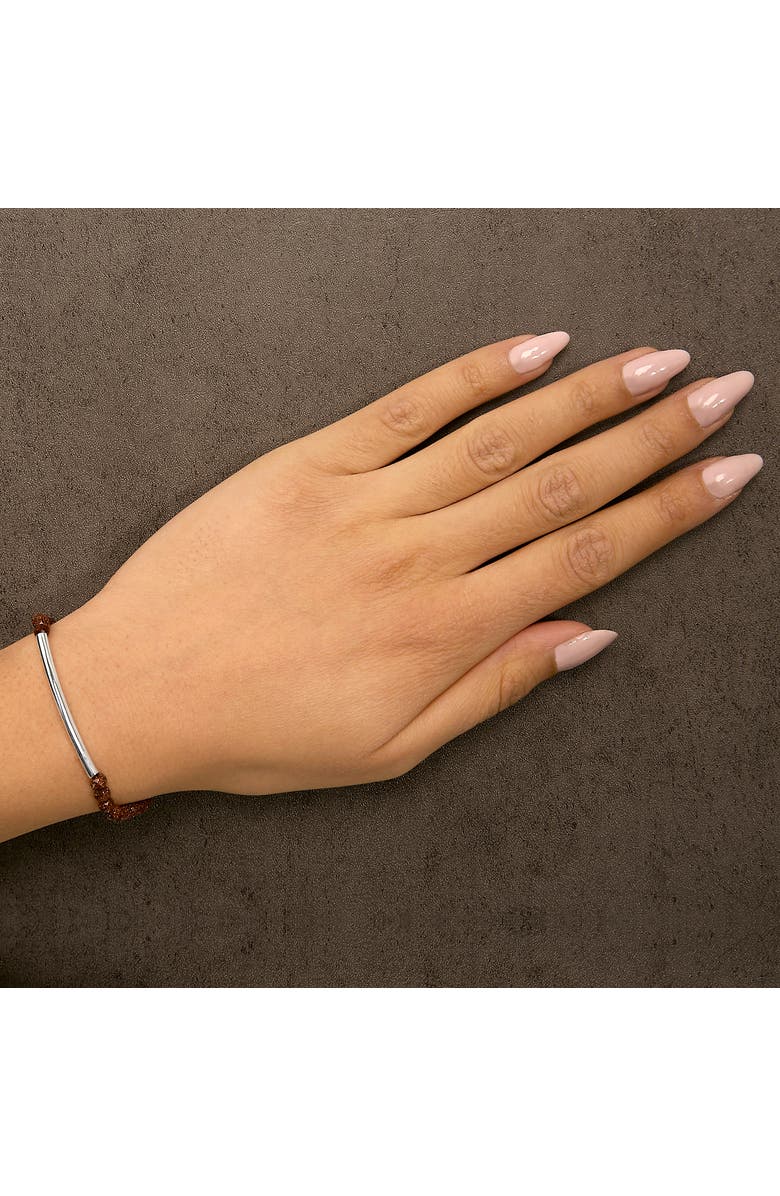 Haus of Brilliance Sterling Silver Sand Bead Station Bracelet Bolo, Alternate, color, Silver