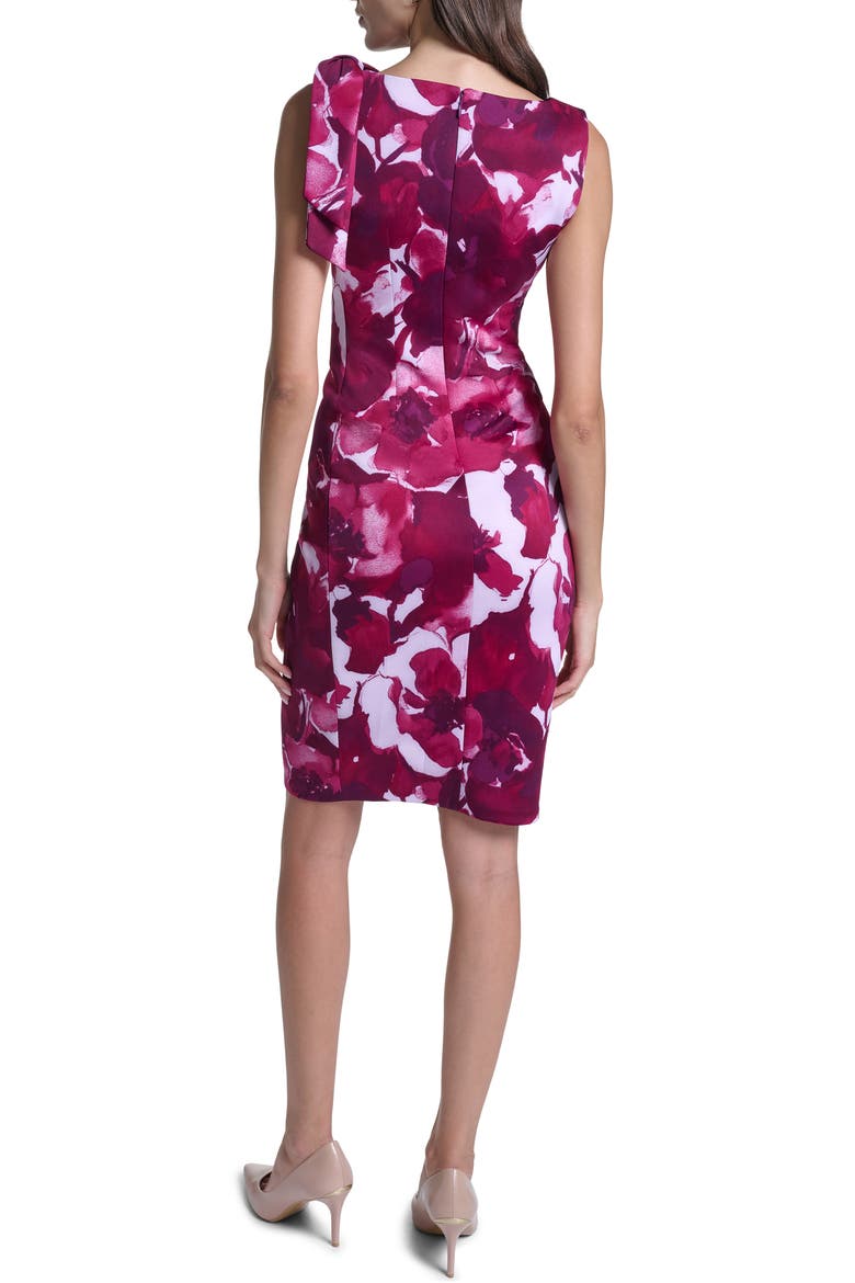 Floral Side Tie Sheath Dress, Alternate, color, AUBERGINE MULTI