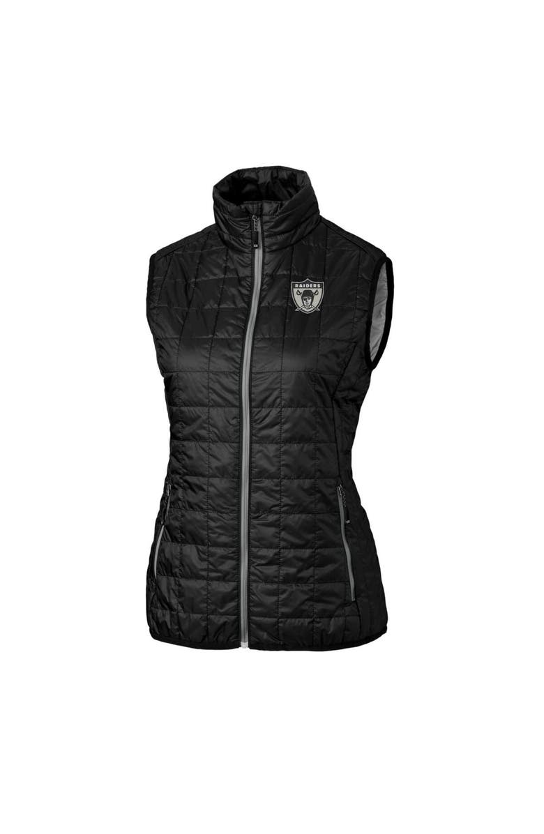 Cutter & Buck Women's Cutter & Buck Black Las Vegas Raiders Throwback Logo Rainier PrimaLoft Eco Full-Zip Puffer Vest, Alternate, color, 