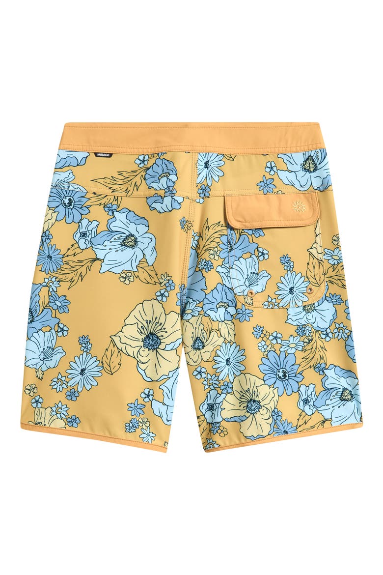 Kids' Pacific Floral Print Swim Trunks, Alternate, color, OCHRE