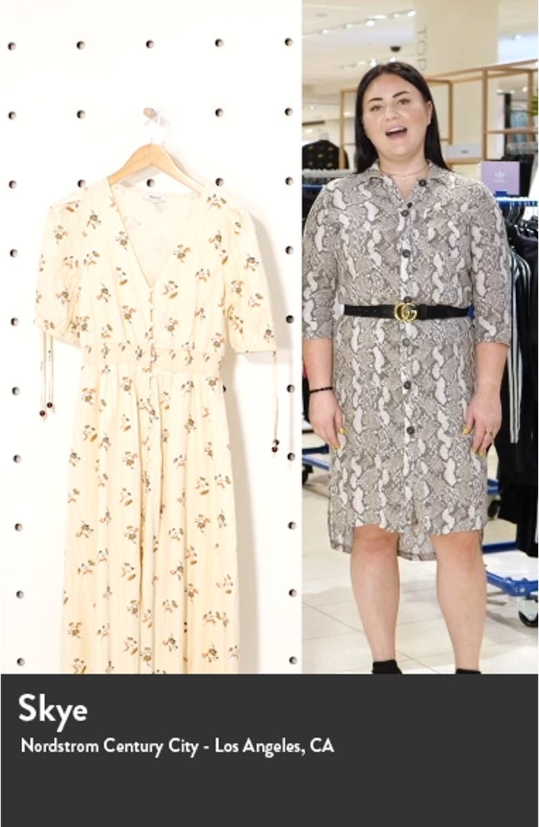 Tie Sleeve Smocked Waist Button Front Midi Dress, sales video thumbnail