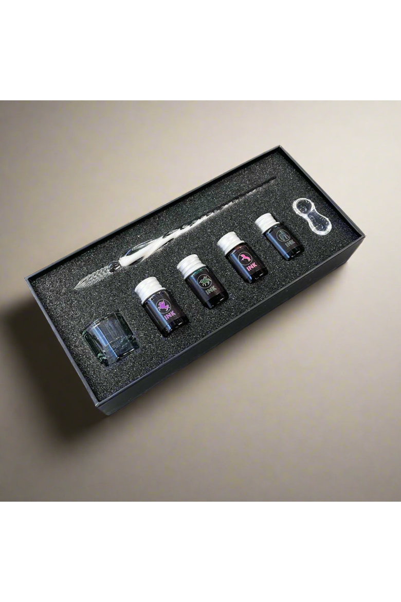 Hand-Blown Glass Dip Pen Set - Elegant Calligraphy & Writing, Alternate, color, Black