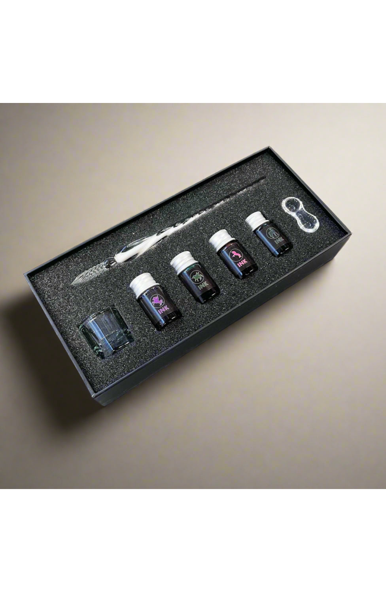Soothi Hand-Blown Glass Dip Pen Set - Elegant Calligraphy & Writing, Alternate, color, Black