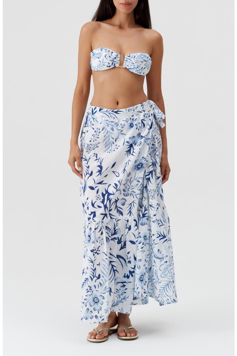 Monroe Cotton Wrap Cover-Up Skirt, Main, color, JARDIN