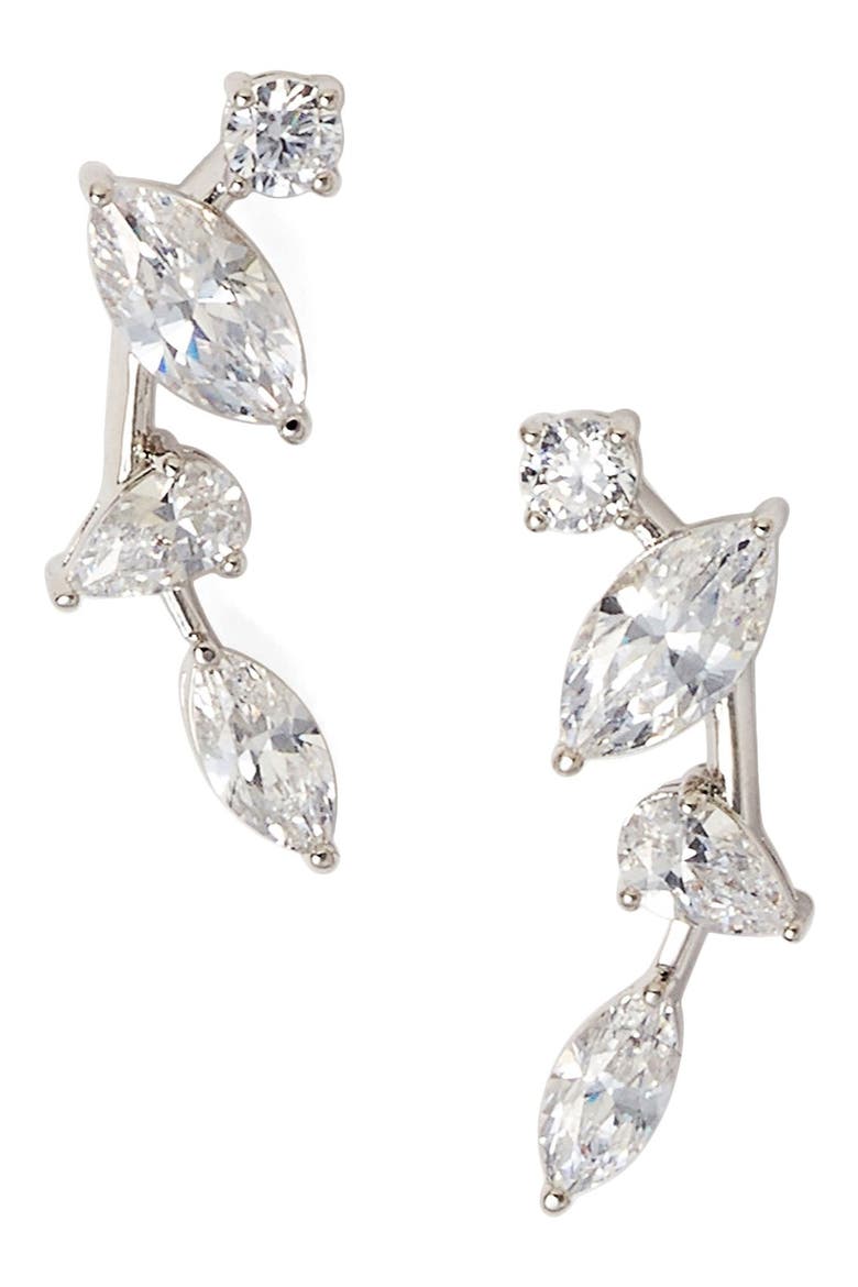 Cubic Zirconia Ear Crawlers, Main, color, SILVER/ BOXED