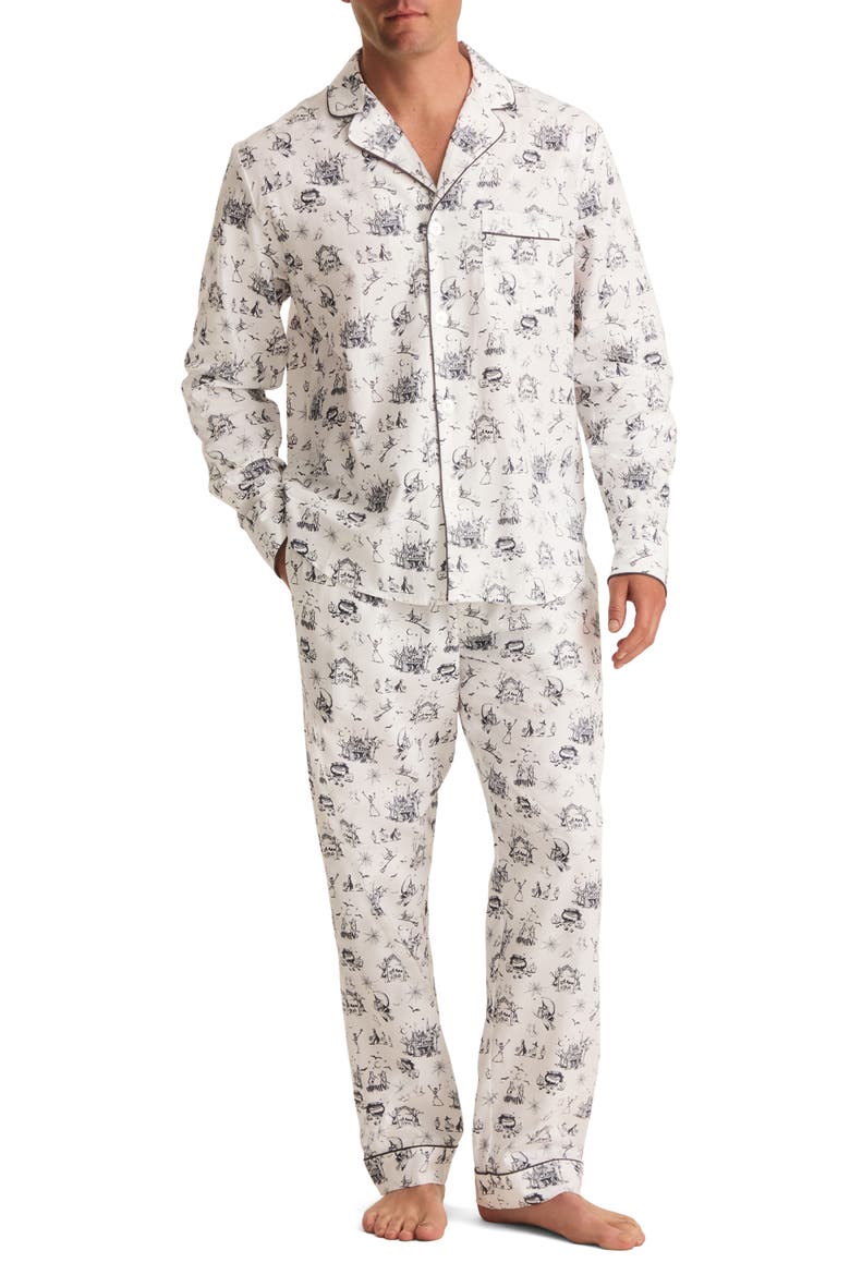 Cotton Twill Pajama Set, Main, color, WHITE