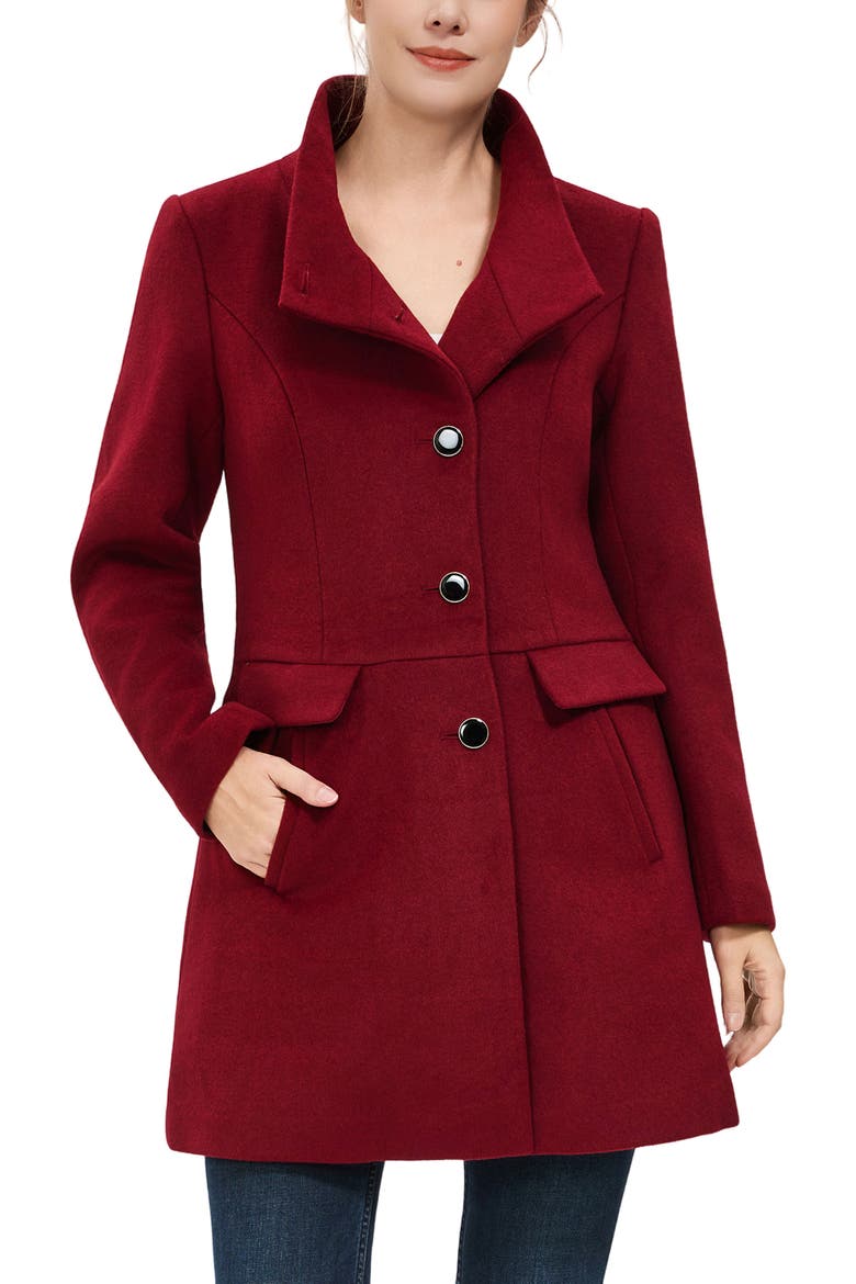 Women's Olivia Wool Blend Walking Coat, Main, color, Wine