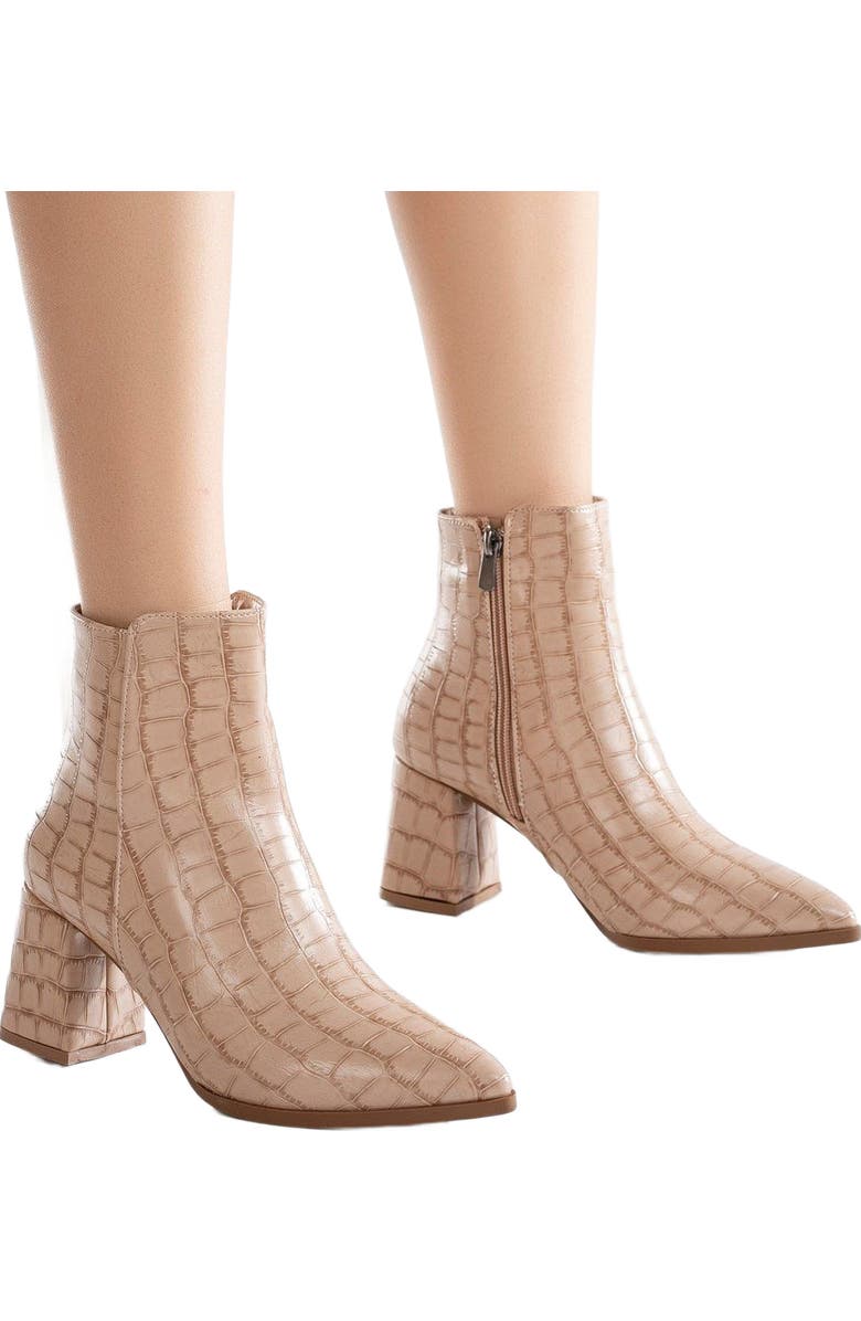 Forever & Always Shoes Lilith Croco Ankle Boots, Alternate, color, Cream Croco