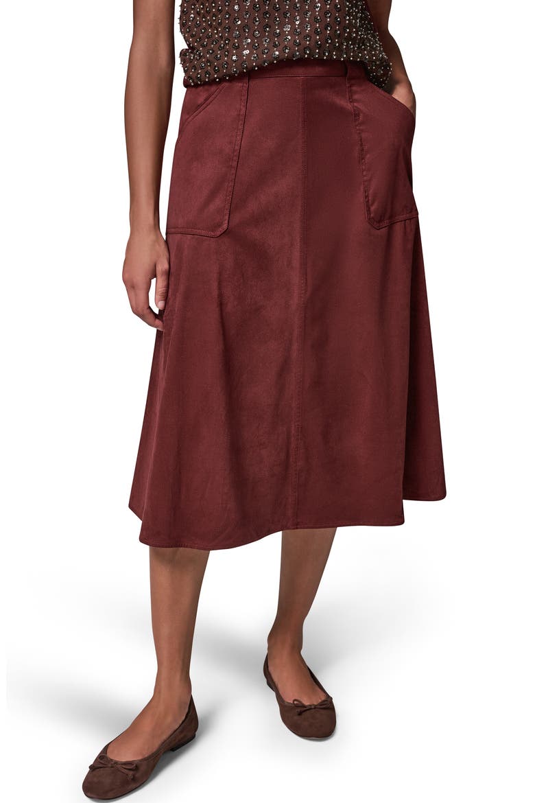 Faux Suede Patch Pocket Skirt, Main, color, BLK CHERRY