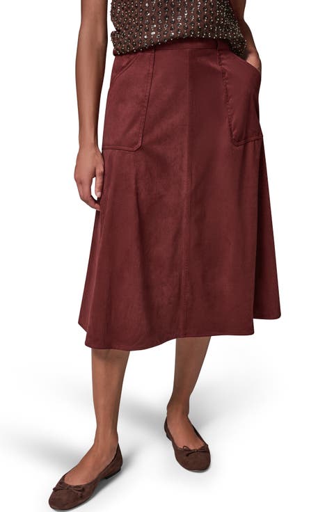 Faux Suede Patch Pocket Skirt